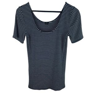 J. Crew | Navy White Stripe Scoop Neck Short Sleeve Top